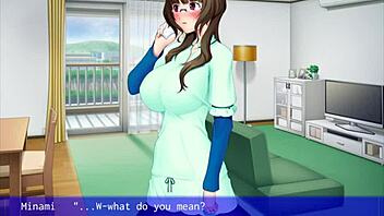 Neighbor's surprise visit in interactive Hentai game