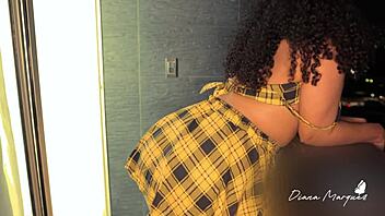 Busty Latina sucks me off on the balcony, so wild!