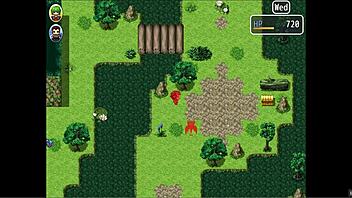 Yuka's ass fingering in the forest contrasts with her pissing in hentai game