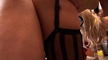 Two milfs seduce tired mechanics for a steamy anal and blowjob session