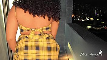 Busty Latina sucks me off on the balcony, so wild!