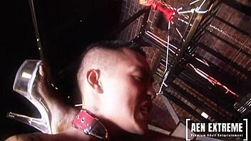 Amy Azurra and Tanya Cox are fucking the caged gimp