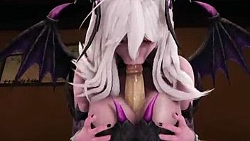 android c21 in morrigan costume gives perfect blowjob titjob pov full monster video 😍