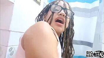 Stepmom interrupts while I'm fucking her mature daughter in the bathroom