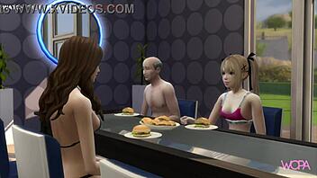 Cartoon babe Marie Rose's steamy encounter with an older man in a public setting