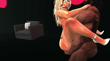 random hentai blonde takes monster cock in wild sex.