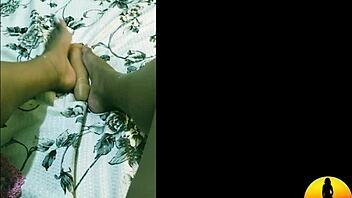 Latina brunette masturbates with foot therapy leading to cum
