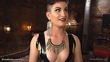 i'm tied up and she makes me fuck her with a dildo gag