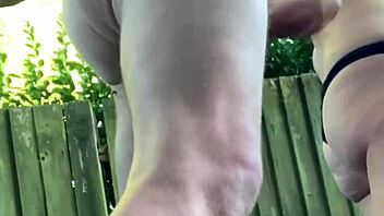 Naughty wife delivers outdoor handjob with massive cumshot