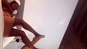 ebony couple does foot play on webcam with friends