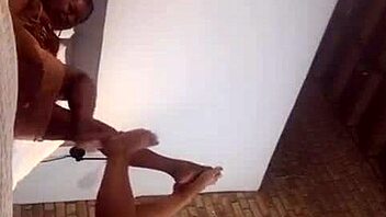 ebony couple does foot play on webcam with friends