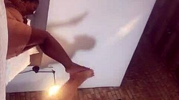 ebony couple does foot play on webcam with friends