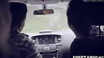 cute hitchhiker takes double penetration ride