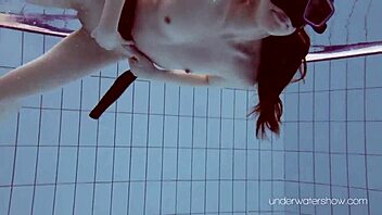 Underwater Slut Roxalana Cheh Strips Naked in Pool Scene