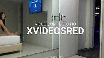 Skinny Brazilian teen eagerly gives blowjob and rides cowgirl, getting cum in mouth