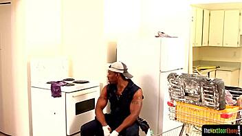 Sixpack Ebony Hunk Strokes His Thick Black Cock Close-Up