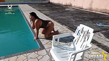 big ass girl fucks friend with huge cock in pool