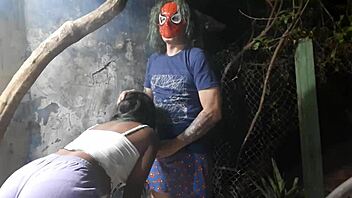 Spiderman fucks young girl at Halloween ball, family watches