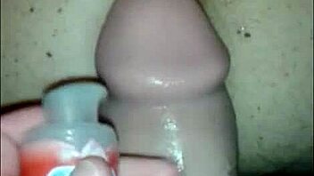 she pounds his ass with huge dildo for naughty sex