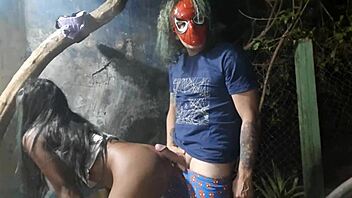 Spiderman fucks young girl at Halloween ball, family watches