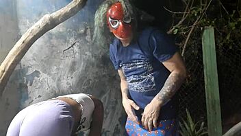 Spiderman fucks young girl at Halloween ball, family watches