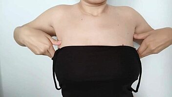 oiled natural tits get rubbed and squeezed