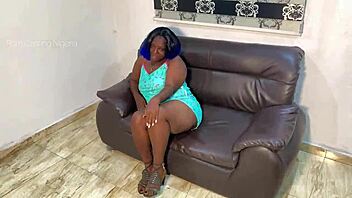 curvy black pornstar prettyprezh says, 'look at my beautiful big ass, pussy, and tits'