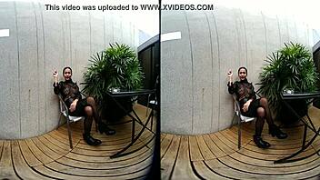 young 18+ goddess smokes topless in leather outdoors