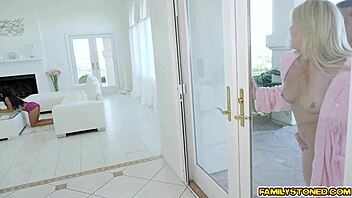 stepmom laura bentley's mature pussy gets pounded hard by bambino in wild doggystyle. her natural tits bounce with every thrust.