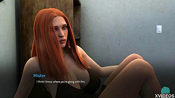 Thicc redhead bombshell bound on the bed in scene 23.