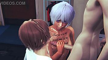 yaoi femboy threesome with sissy crossdressers in japanese anime