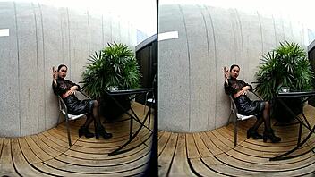 young 18+ goddess smokes topless in leather outdoors