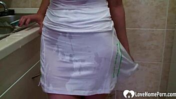 Aroused blonde flaunts her luscious melons in a homemade video