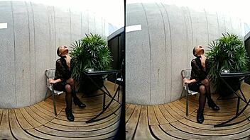 young 18+ goddess smokes topless in leather outdoors