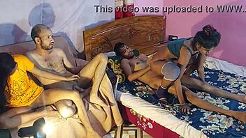 Two Hot Maids with Big Tits Enjoy Interracial Foursome with House Owner