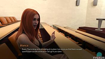 Thicc redhead bombshell bound on the bed in scene 23.