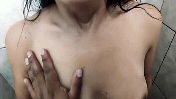 Cousin's orgasmic shower experience caught on camera