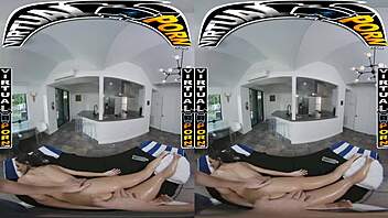 virtual porn massage turns steamy with oiled brunette freya von doom in pov 😏🛁