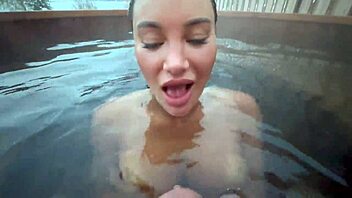 Pornstar Monika Fox's outdoor winter adventure with public BJ and masturbation