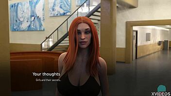 Thicc redhead bombshell bound on the bed in scene 23.