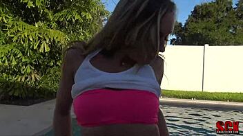 Blonde Milf Tucker Stevens Sucks Big Cock By The Pool POV Part 1