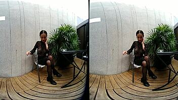 young 18+ goddess smokes topless in leather outdoors