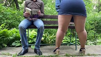 Pantyhose princess pissing openly in the park while watched