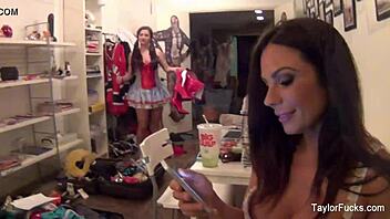 Taylor Vixen lesbian bts with big tits, ass, and pussy.