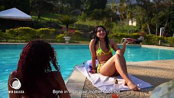 Fucking My Friend In The Pool Until We Cum, Waiting For Gardener To Join