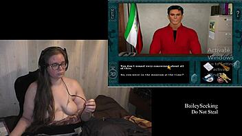 Fat girl with natural tits indulges in solo playtime