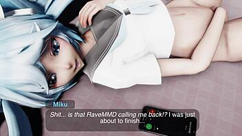 Hatsune Miku's erotic journey: Bent over on the casting couch