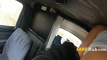 Me and my wild lesbian lover stole a taxi and fucked in it