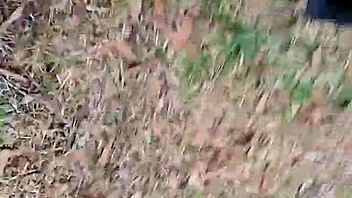 Ebony amateur giving a blowjob outdoors