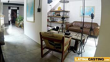 Latina brunette takes deep face fucking for casting. She swallows after doggystyle.